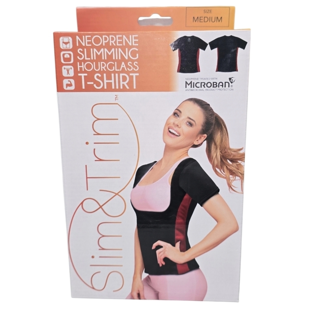 Neoprene Slimming Hourglass Tshirt Black and Red Fitness Top